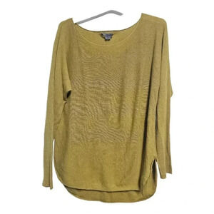 VINCE chartreuse mustard cashmere scoop neck sweater med